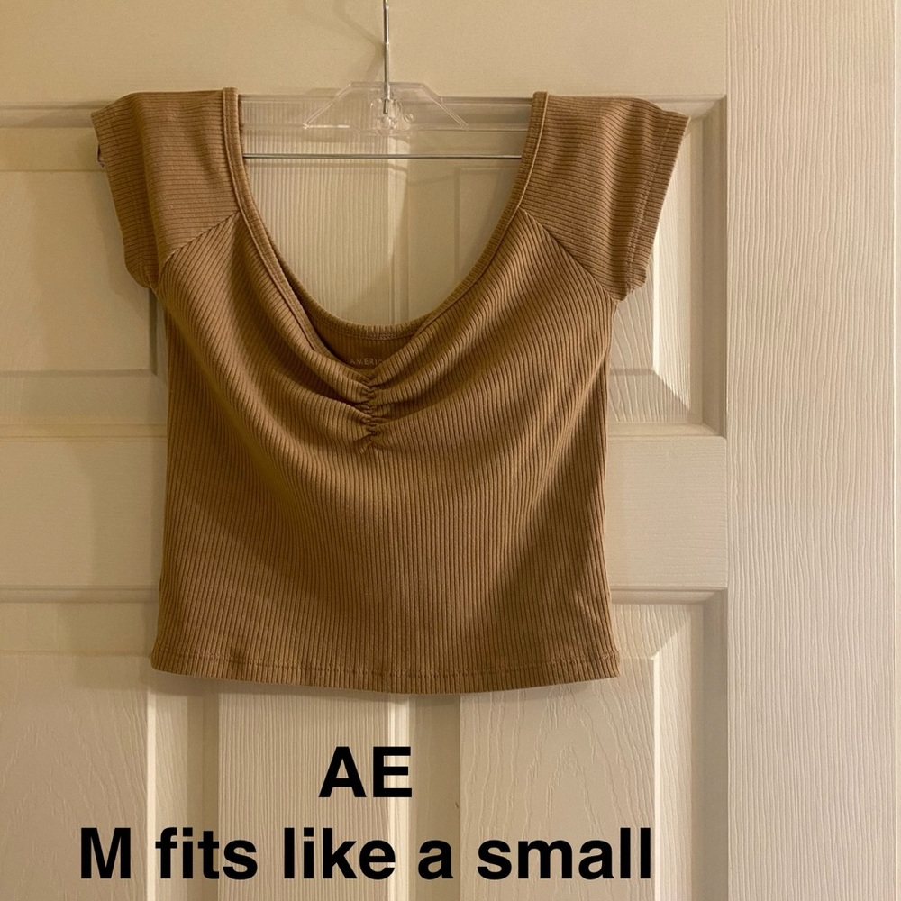 American Eagle Outfitters Brown Ribbed Crop Top